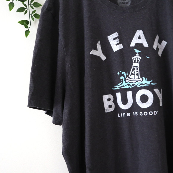 Life Is Good Men's Yeah Buoy Crusher Tee Classic Fit Gray Tee Shirt Size XXL - Picture 2 of 4